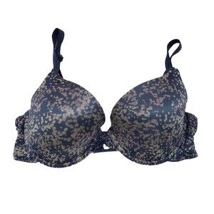 Maidenform 36C Blue T-shirt Lift Underwire Bra with Spotted Pattern 05101